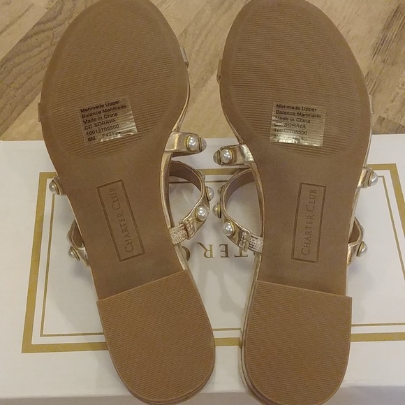 NEW Charter Club Slide Sandals 8 Faux Leather - Picture 9 of 12